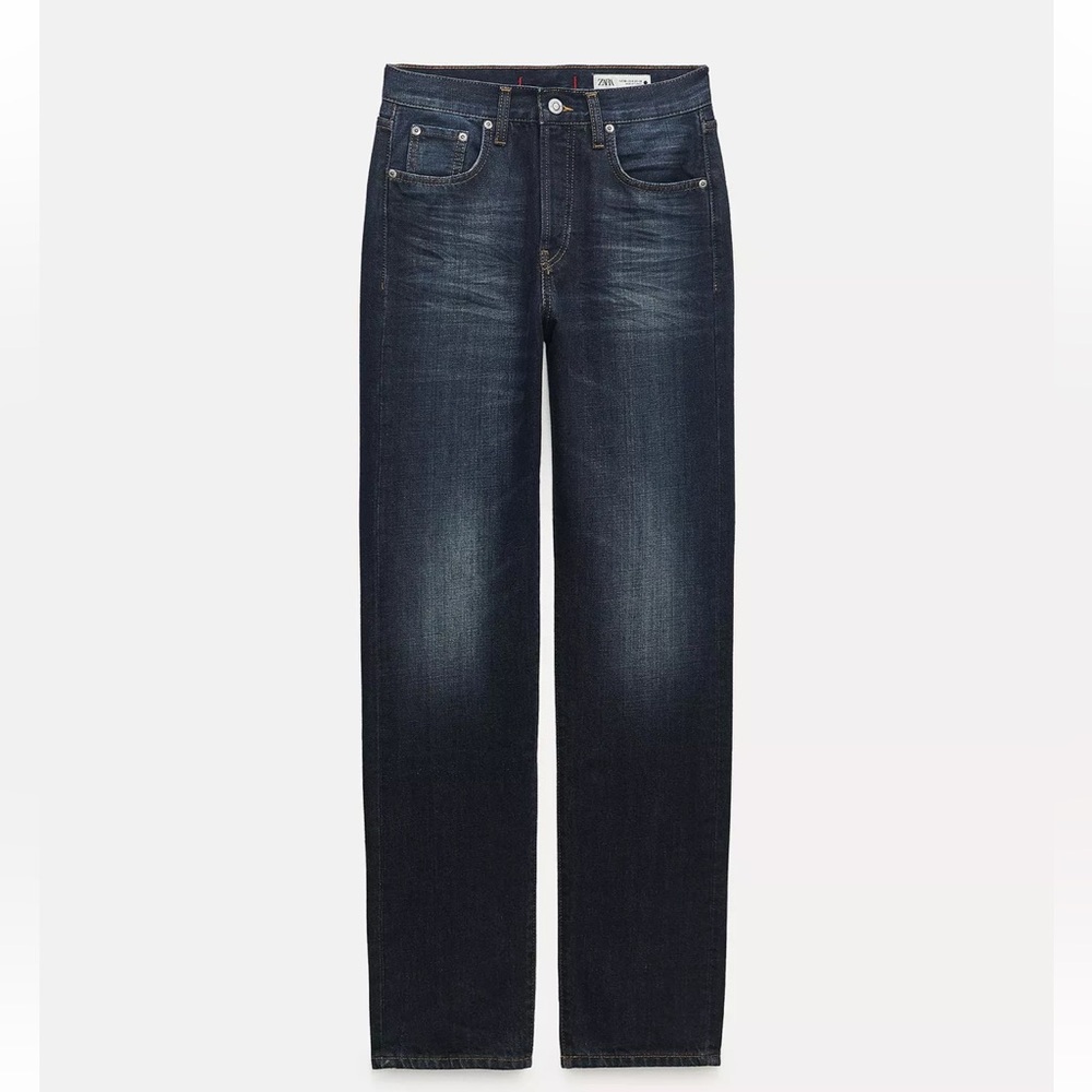 Zara ZW HIGH RISE STRAIGHT CUT FULL LENGTH JEANS